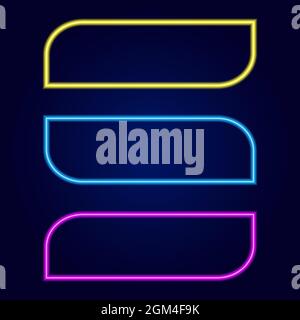 Neon lights empty rectangular frames set. Modern space for text neon shape. Banner template. Stock Vector