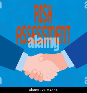 Conceptual caption Risk Assessment. Word Written on estimation of the levels of risks involved in a situation Abstract People Accepting Deals, Image Stock Photo