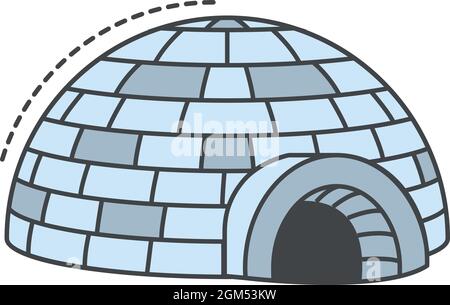 Igloo icon. Outline igloo vector icon color flat isolated on white Stock Vector