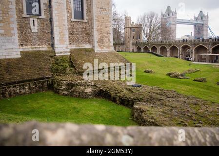 Tower of London Castle landscape and architecture. Stock Photo