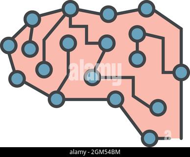 Neural brain icon. Outline neural brain vector icon color flat isolated on white Stock Vector