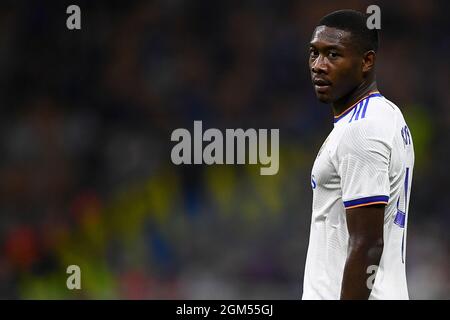 Milan, Italy. 15 September 2021. David Alaba of Real Madrid CF looks on during the UEFA Champions League football match between FC Internazionale and Real Madrid CF. Credit: Nicolò Campo/Alamy Live News Stock Photo