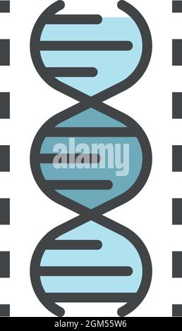 Dna icon. Outline dna vector icon color flat isolated on white Stock Vector