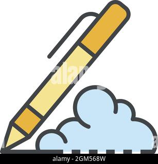 Writing pen icon. Outline writing pen vector icon color flat isolated on white Stock Vector