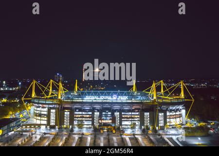 Dortmund, Germany - October 2020: Westfalenstadion preparing to host Borussia Dortmund home game