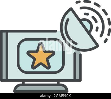 Satellite smart tv icon. Outline satellite smart tv vector icon color flat isolated on white Stock Vector