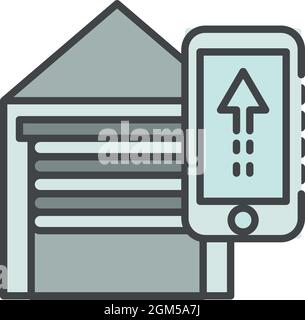 Smart open garage icon. Outline smart open garage vector icon color flat isolated on white Stock Vector
