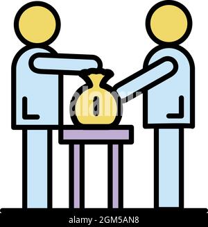 Corruption business icon. Outline corruption business vector icon color flat isolated on white Stock Vector