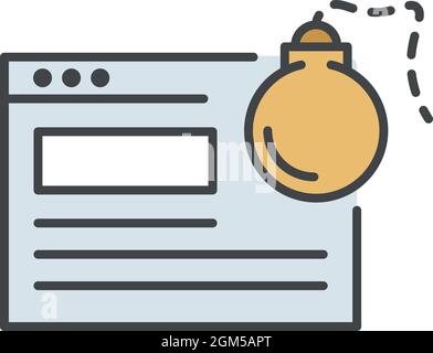 Computer virus bomb icon. Outline computer virus bomb vector icon color flat isolated on white Stock Vector