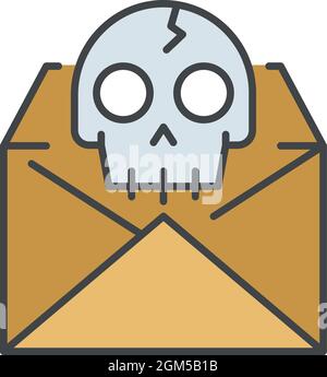 Hacking email icon. Outline hacking email vector icon color flat isolated on white Stock Vector