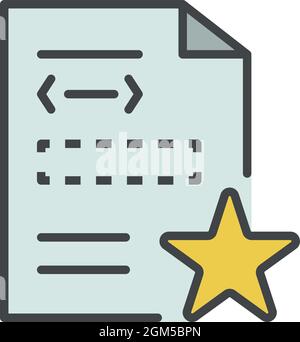 Star security document icon. Outline star security document vector icon color flat isolated on white Stock Vector