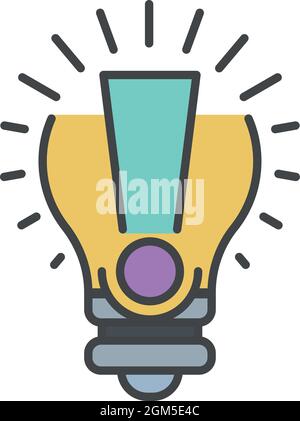 Bulb new idea icon. Outline bulb new idea vector icon color flat isolated on white Stock Vector