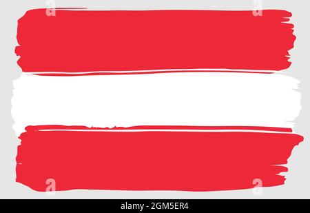 Flag of Austria brush stroke watercolor. Austrian national symbol. Doodle background Vector illustration Stock Vector