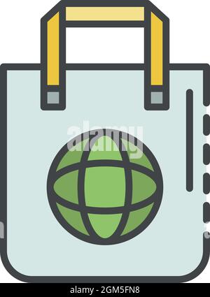 Eco bag icon. Outline eco bag vector icon color flat isolated on white Stock Vector