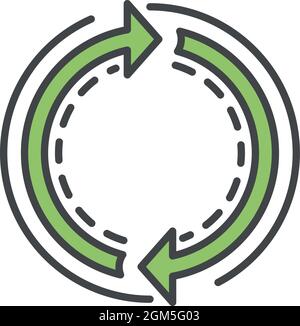 Recycle double arrow icon. Outline recycle double arrow vector icon color flat isolated on white Stock Vector