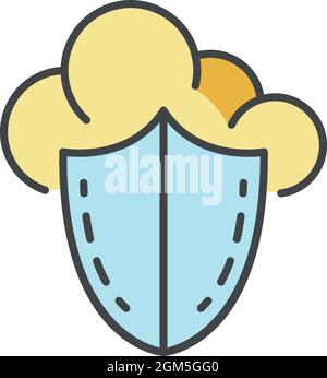 Secured data cloud icon. Outline secured data cloud vector icon color flat isolated on white Stock Vector