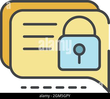 Locked chat icon. Outline locked chat vector icon color flat isolated on white Stock Vector