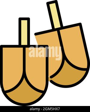 Jewish dreidel icon. Outline jewish dreidel vector icon color flat isolated on white Stock Vector