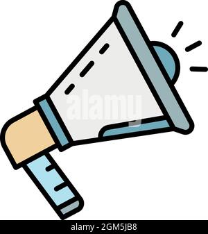 Megaphone icon. Outline megaphone vector icon color flat isolated on white Stock Vector