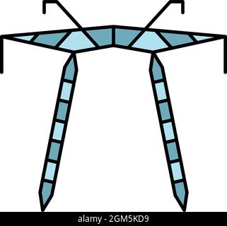 Telegraph electric tower icon. Outline telegraph electric tower vector icon color flat isolated on white Stock Vector