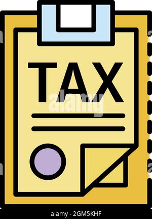 Tax checklist icon. Outline tax checklist vector icon color flat isolated on white Stock Vector