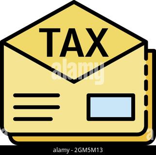 Tax letter envelope icon. Outline tax letter envelope vector icon color flat isolated on white Stock Vector