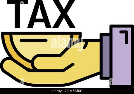 Half tax size icon. Outline half tax size vector icon color flat isolated on white Stock Vector