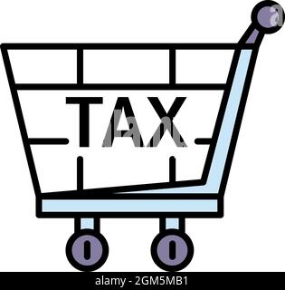 Tax shop cart icon. Outline tax shop cart vector icon color flat isolated on white Stock Vector