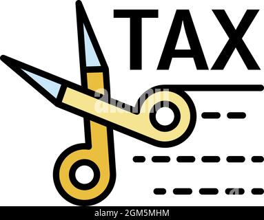 Tax scissors icon. Outline tax scissors vector icon color flat isolated on white Stock Vector