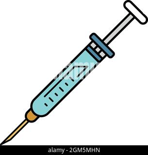 Medical new syringe icon. Outline medical new syringe vector icon color flat isolated on white Stock Vector