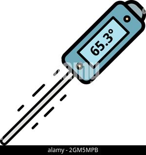 Fahrenheit thermometer icon. Outline fahrenheit thermometer vector icon color flat isolated on white Stock Vector