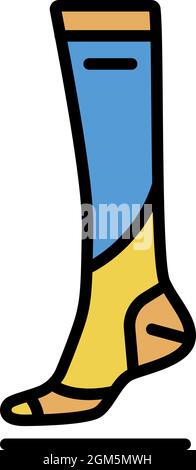 Soccer sock icon. Outline soccer sock vector icon color flat isolated on white Stock Vector