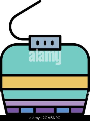 Cable car cabin icon. Outline cable car cabin vector icon color flat isolated on white Stock Vector