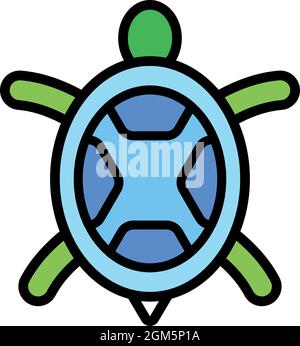 Sea turtle icon. Outline illustration of sea turtle vector icon color flat isolated on white Stock Vector