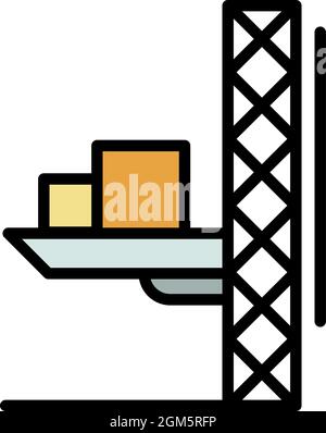 Lift crane platform icon. Outline illustration of lift crane platform vector icon color flat isolated on white Stock Vector