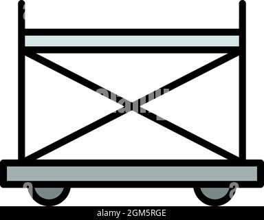 Wheel scaffold icon. Outline illustration of wheel scaffold vector icon color flat isolated on white Stock Vector
