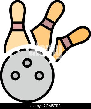 Bowling strike icon. Outline bowling strike vector icon color flat isolated on white Stock Vector