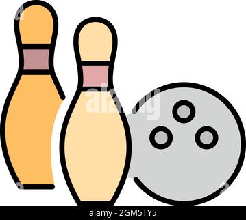 Bowling event icon. Outline bowling event vector icon color flat isolated on white Stock Vector