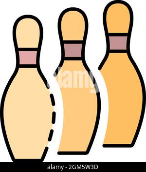 Bowling pins stand icon. Outline bowling pins stand vector icon color flat isolated on white Stock Vector