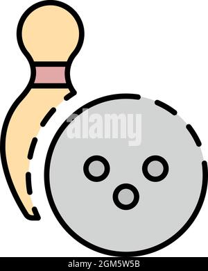 Bowling league icon. Outline bowling league vector icon color flat isolated on white Stock Vector