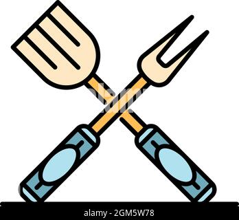 Kitchen cook tool icon. Outline kitchen cook tool vector icon color flat isolated on white Stock Vector