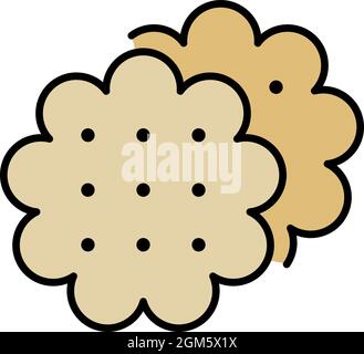 Flower biscuit icon. Outline flower biscuit vector icon color flat isolated on white Stock Vector