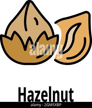 Hazelnut icon. Outline hazelnut vector icon color flat isolated on white Stock Vector