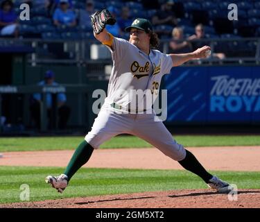 Kansas City, MO, USA. 16th Sep, 2021. Oakland Athletics Josh