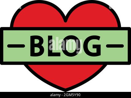 Like heart blog icon. Outline like heart blog vector icon color flat isolated on white Stock Vector
