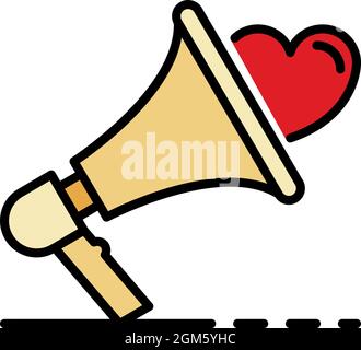 Like megaphone icon. Outline like megaphone vector icon color flat isolated on white Stock Vector