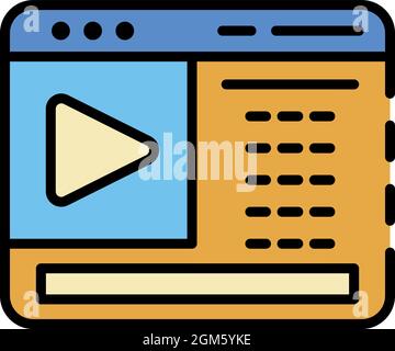 Web video blog page icon. Outline web video blog page vector icon color flat isolated on white Stock Vector