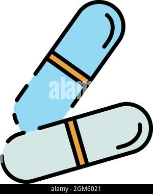 Honey pill icon. Outline honey pill vector icon color flat isolated on white Stock Vector