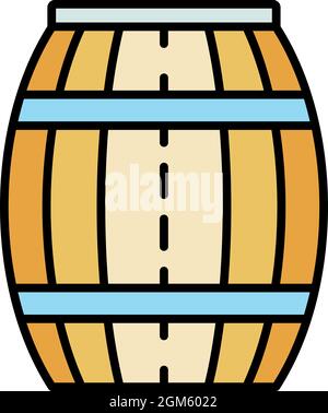 Wood honey barrel icon. Outline wood honey barrel vector icon color flat isolated on white Stock Vector
