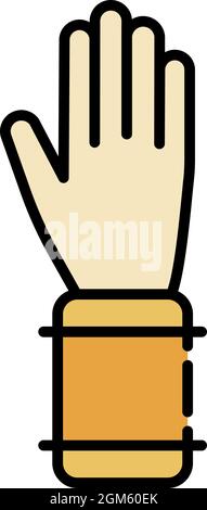 Bee keeper glove icon. Outline bee keeper glove vector icon color flat isolated on white Stock Vector